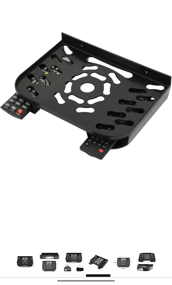 Gambit Home Wall Shelf TV Set Top Box / DTH Stand with Double Remote Holder (Black) - Black