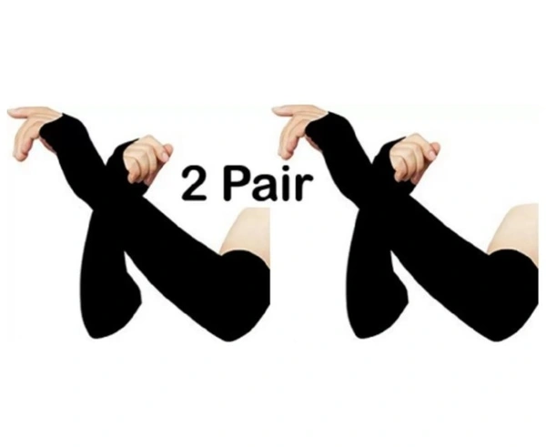 HRRH Nylon Arm Sleeve For Men & Women (2 Pair) - Black, Free