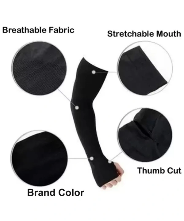 HRRH Nylon Arm Sleeve For Men & Women (2 Pair) - Black, Free