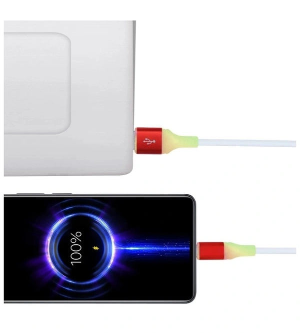 Micro Usb Fast Charging Data Cable With Red Metal And Led Light (1m)
