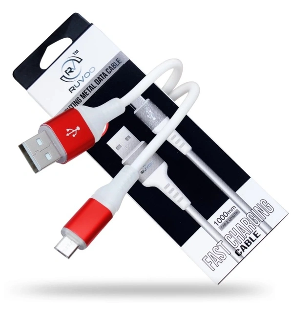 Micro Usb Fast Charging Data Cable With Red Metal And Led Light (1m)