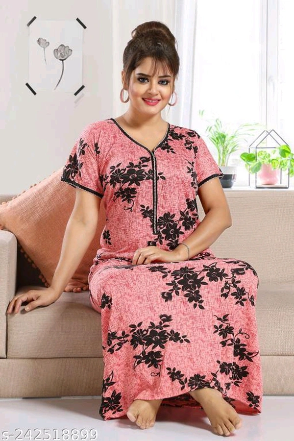 MALANI LOUNGWEAR LEDIES NIGHTDRESS NIGHTY JIP NIGHTDRESS Name: MALANI LOUNGWEAR LEDIES NIGHTDRESS NIGHTY JIP NIGHTDRESS Fabric: SatinSleeve Length: Short SleevesPattern: PrintedNet Quantity (N): 1Sizes:L, XL, XXL, Free Size (Bust Size: 42 in, Length Size: 54 in) Country of Origin: India - Green, X
