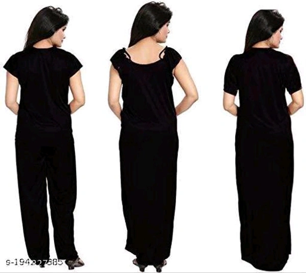 Women's Satin 4Pcs Night Wear SetName: Women's Satin 4Pcs Night Wear SetFabric: SatinSleeve Length: Short SleevesPattern: SolidNet Quantity (N): 4Add ons: SetSizes:Free SizeCountry of Origin: India - Blue, Free Size