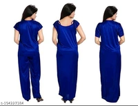 Women's Satin 4Pcs Night Wear SetName: Women's Satin 4Pcs Night Wear SetFabric: SatinSleeve Length: Short SleevesPattern: SolidNet Quantity (N): 4Add ons: SetSizes:Free SizeCountry of Origin: India - Black