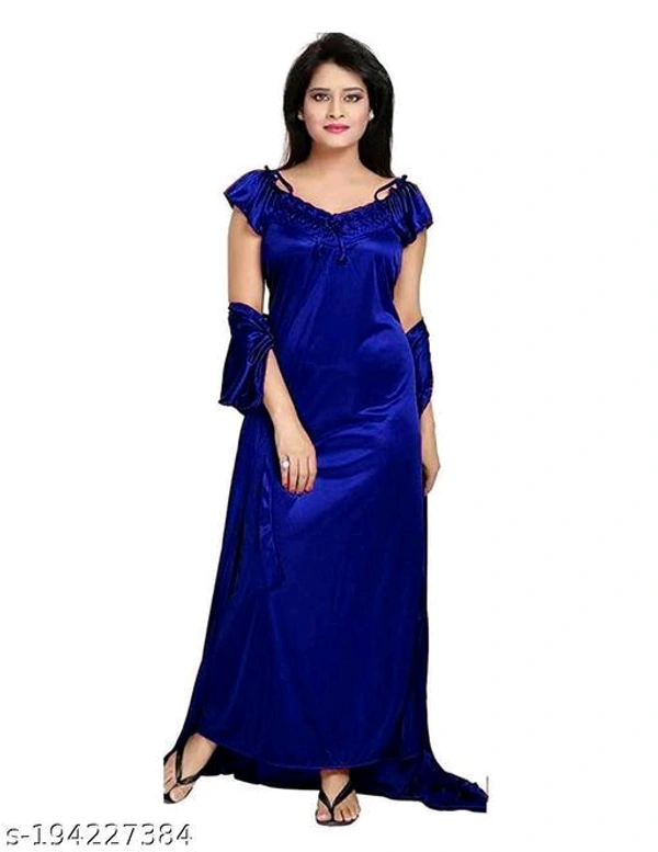 Women's Satin 4Pcs Night Wear SetName: Women's Satin 4Pcs Night Wear SetFabric: SatinSleeve Length: Short SleevesPattern: SolidNet Quantity (N): 4Add ons: SetSizes:Free SizeCountry of Origin: India - Black