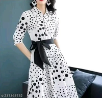 Trendy Fabulous Women DressesName: Trendy Fabulous Women DressesFabric: Poly CrepeSleeve Length: Three-Quarter SleevesPattern: PrintedNet Quantity (N): 1Sizes:S (Bust Size: 36 in, Length Size: 37 in) M (Bust Size: 37 in, Length Size: 37 in) L (Bust Size: 38 in, Length Size: 38 in) XL (Bust Size: 40 in, Length Size: 38 in) Country of Origin: India - White, M