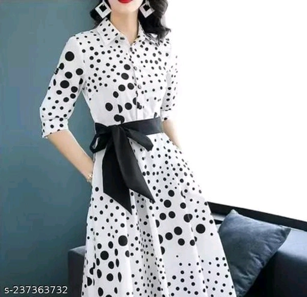 Trendy Fabulous Women DressesName: Trendy Fabulous Women DressesFabric: Poly CrepeSleeve Length: Three-Quarter SleevesPattern: PrintedNet Quantity (N): 1Sizes:S (Bust Size: 36 in, Length Size: 37 in) M (Bust Size: 37 in, Length Size: 37 in) L (Bust Size: 38 in, Length Size: 38 in) XL (Bust Size: 40 in, Length Size: 38 in) Country of Origin: India - White, M