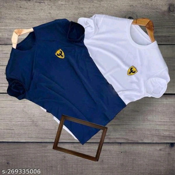 Pack of 2 Round Neck Printed Logo Navy  White TshirtsName: Pack of 2 Round Neck Printed Logo Navy  White TshirtsFabric: LycraSleeve Length: Short SleevesPattern: PrintedNet Quantity (N): 2Sizes:XXS (Chest Size: 24 in) M (Chest Size: 38 in) L (Chest Size: 40 in) XL (Chest Size: 42 in) XXL (Chest Size: 44 in) You can pair our t-shirts with trousers and denim of your choice and make i - Blue, L
