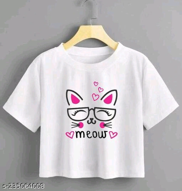 Trendy Feminine Printed Crop Tshirt Round Neck Top For WomensName: Trendy Feminine Printed Crop Tshirt Round Neck Top For WomensFabric: Cotton BlendSleeve Length: Short SleevesPattern: PrintedNet Quantity (N): 1Sizes:S (Bust Size: 33 in) M (Bust Size: 35 in) L (Bust Size: 37 in) XL (Bust Size: 39 in) Shop from a wide range of T-Shirt from Exitos. T-shirt fashion meticulously crafte - White, M