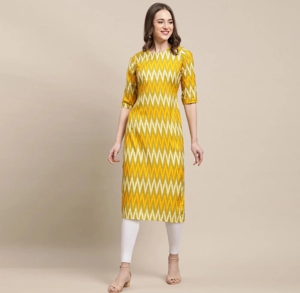 Summer Sale    Women Printed Kurta (Yellow)