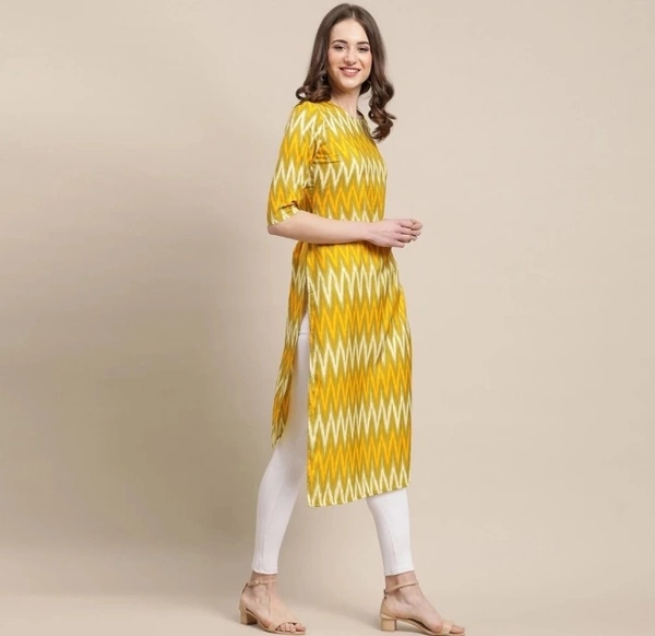 Summer Sale    Women Printed Kurta (Yellow)