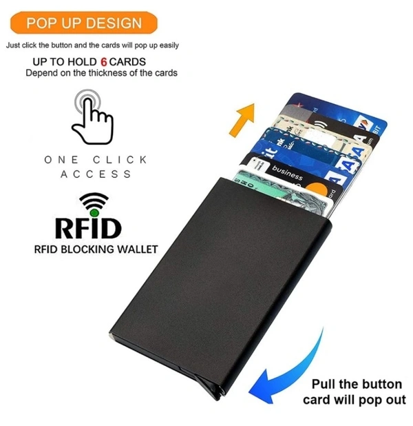 Black Automatic Pop Up Slim Card Holder
