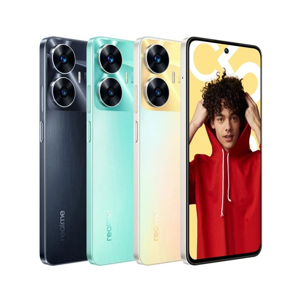 Realme C55 Technology	GSM / HSPA / LTE2G bands	GSM 850 / 900 / 1800 / 1900 - SIM 1 & SIM 23G bands	HSDPA 850 / 900 / 21004G bands	1, 3, 5, 8, 38, 40, 41Speed	HSPA, LTE-ALAUNCHAnnounced	2023, March 07Status	Available. Released 2023, March 08BODYDimensions	165.6 x 75.9 x 7.9 mm (6.52 x 2.99 x 0.31 in)Weight	189.5 g (6.70 oz)Build	Glass front, plastic frame, plastic backSIM	Dual 4/64g - Gold, 4/64gb