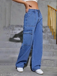 WOMEN STYLISH JEANS, WOMEN TRENDING JEANS,WOMEN POCKET WIDELEG, WOMEN CARGO, WOMEN JEANSName: WOMEN STYLISH JEANS, WOMEN TRENDING JEANS,WOMEN POCKET WIDELEG, WOMEN CARGO, WOMEN JEANSFabric: DenimNet Quantity (N): 1Sizes:28, 30, 32, 34, 36This FARA JEANS WIDELEG jeans look uniquely designed Product is made of DENIM Fabric very fine quality material and comes in various ranges & vari - Blue, 34