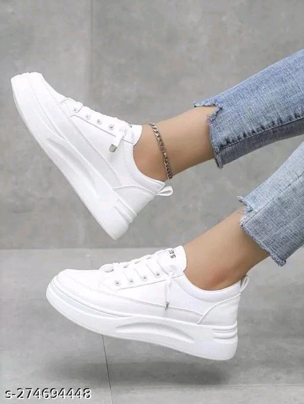 Latest Colourful Girls Casual Sneakers/Sport Shoes For Women's & GirlsName: Latest Colourful Girls Casual Sneakers/Sport Shoes For Women's & GirlsMaterial: SyntheticSole Material: PvcPattern: SolidFastening & Back Detail: Lace-UpNet Quantity (N): 1Anshit Footwear Presents to You Elegant and Quality Footwear for Men Made Of Best Quality Material Which Is Durable and Comfortable to W - White, 3