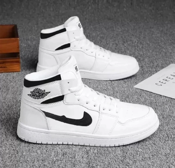 Latest High Neck Sneaker For Men (White) - White, All Size Are Available
