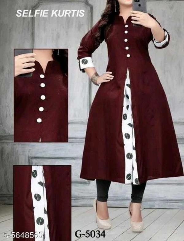 Women Solid Kurta (Blue , Mahroom , Bottle Green). Size : M. L. XL. 