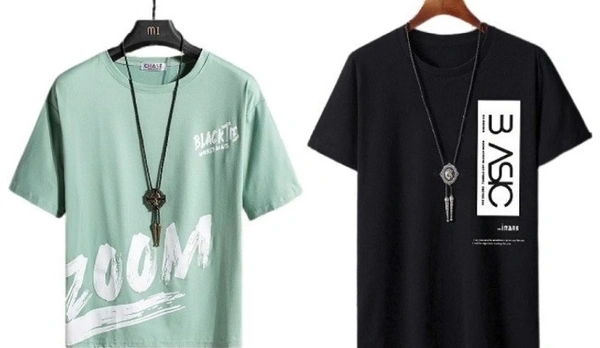 Men Printed T Shirt Pack Of 2 ( Black And Blue ) - M  L   XL