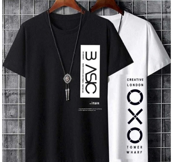 Typography Men Black And White Pack Of 2 T Shirts  - M   L    XL