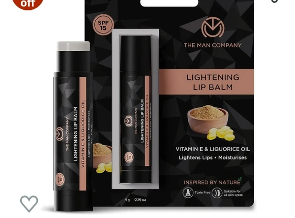 The Man Company Lightening Lip Balm for Dry, Chapped, Dark and Smoky Lips - 4gm | Moisturizes, Nourishes & Soften Lips with the power of Vitamin E, Coconut & Olive Oil - Black