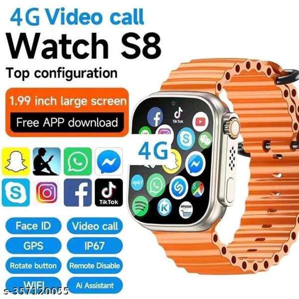 T 800 New SMART WATCH 2023 latest version Full Touch - Web Orange