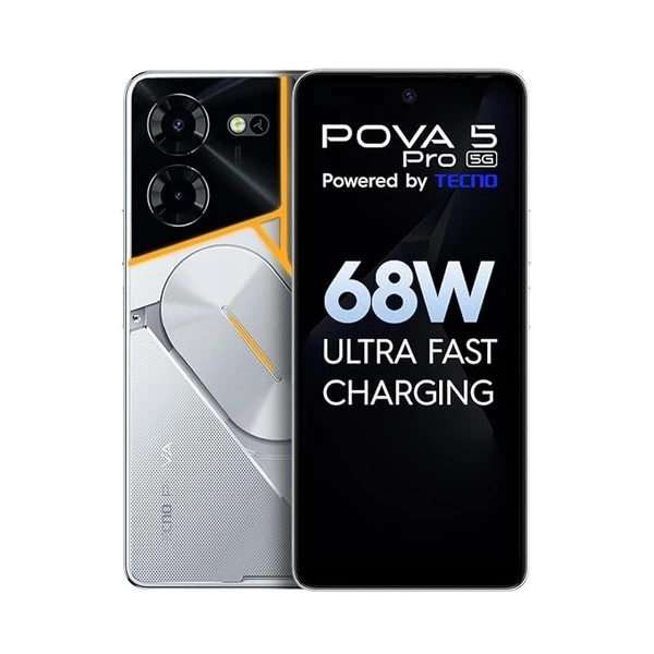 Pova 5 Pro 5G (silver, 8GB RAM,256GB Storage) - silver, 8GB-256GB