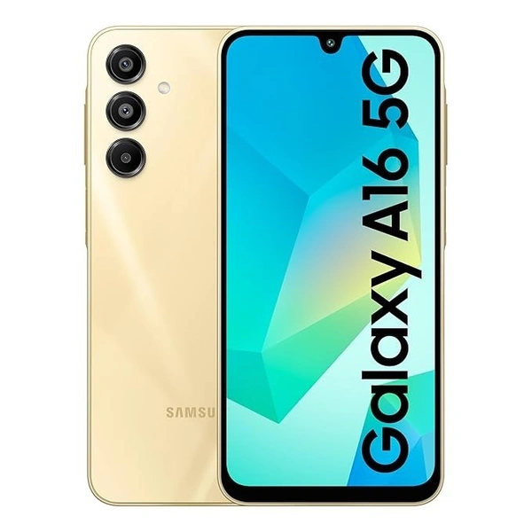 Samsung Galaxy A16 5G (Gold, 6GB RAM, 128GB Storage) | Super AMOLED | 50MP Triple Camera with Ultra Wide Lens | 6 OS & 6 Years Security Updates | IP54 | Tap & Pay | 5000mAh - Gold, 6GB-128GB