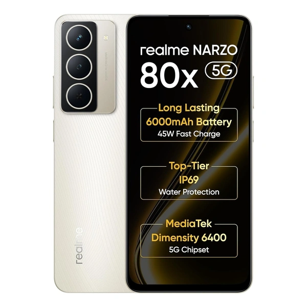 realme NARZO 80x 5G (Sunlit Gold,6GB+128GB)  - Sunlit Gold, 6GB-128GB