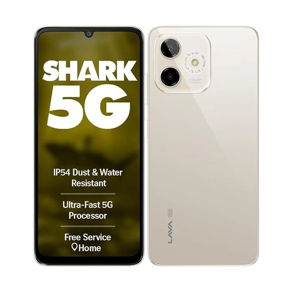Lava Shark 5G (Steller Gold, 4GB RAM, 64GB Storage) |Bigger 6.75" HD+ Notch Display | Octacore 5G Processor | 13 MP AI Camera |5000 mAh Battery| IP54 Rated Dust & Water Splash Proof - Steller Gold, 4GB-64GB