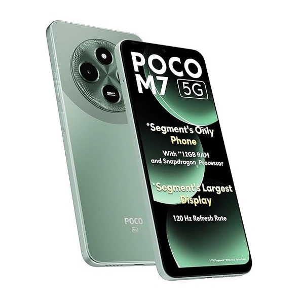 POCO M7 5G Mint Green 6GB RAM|128GB ROM|SD4 Gen2 Processor|6.88" HD+ Display|50MP Camera|8MP Front Camera|5160 mAh Battery - Mint Green, 6GB-128GB