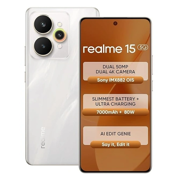realme 15 5G Smartphone 12+256GB Silver, - silver, 12GB-256GB