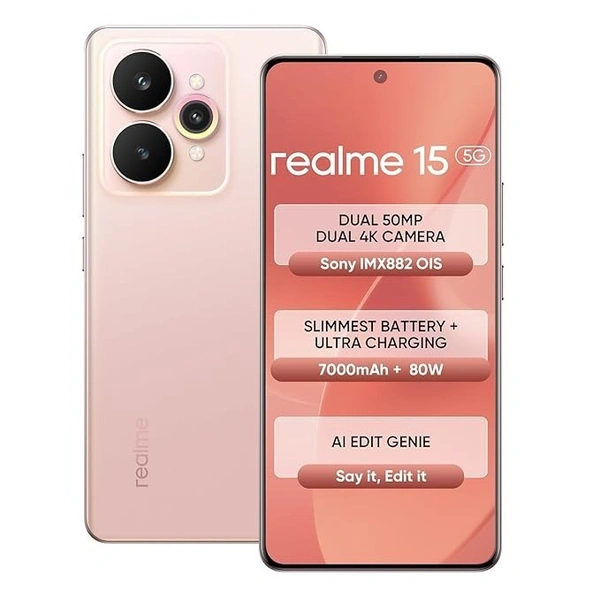 realme 15 5G Smartphone 12+256GB pink, - pink, 12GB-256GB