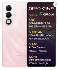 OPPO K13x 5G 6000mAh and 45W SUPERVOOC Charger & AI (pink, 128 GB) (8 GB RAM) - pink, 8GB-128GB