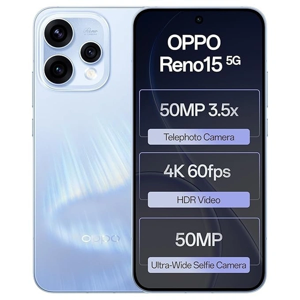 Oppo Reno15 5G (aurora blue, 8GB RAM, 256GB Storage) - aurora blue, 8GB-256GB