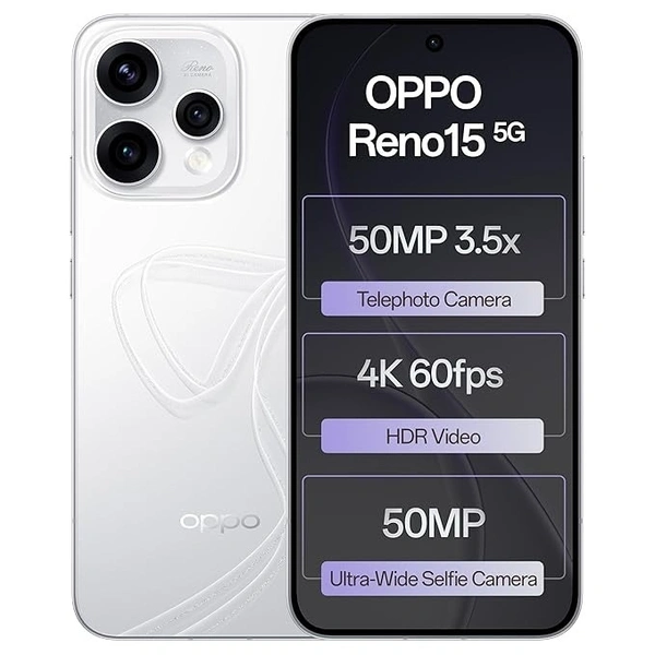 Oppo Reno15 5G (white, 8GB RAM, 256GB Storage) - White, 8GB-256GB