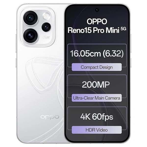 Oppo Reno15Pro mini 5G (Cocoa Brown, 12GB RAM, 256GB Storage) - White, 12GB-512GB