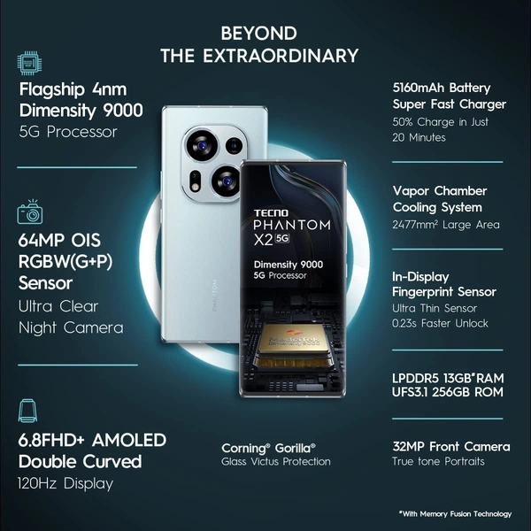Tecno Phantom X2 5G (Stardust Grey, 256 GB)  (8 GB RAM) - moonlight silver, 8GB-256GB