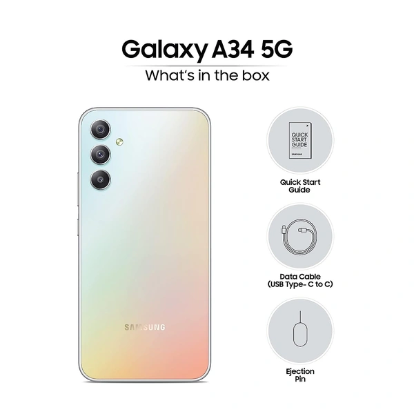 SAMSUNG Galaxy A34 5G (Awesome Silver, 128 GB)  (8 GB RAM) - AWESOME SILVER, 8GB-128GB