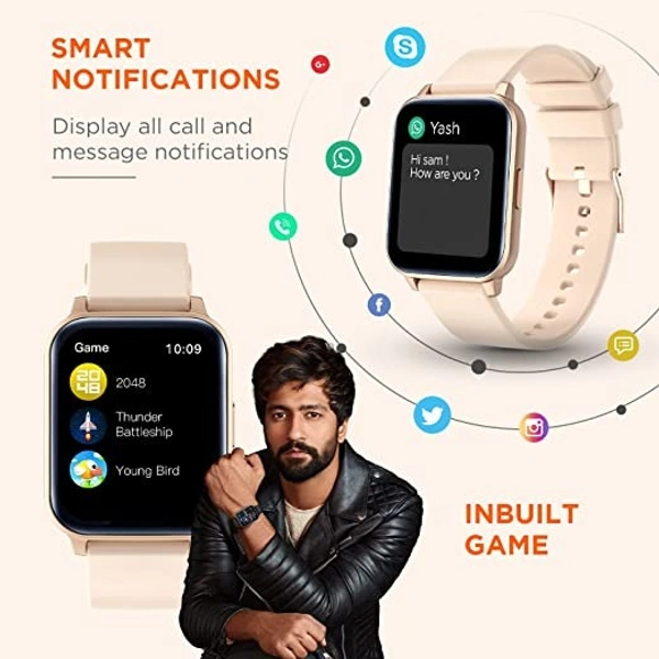 Fire-Boltt Ninja 3 Smartwatch Full Touch 1.69 & 60 Sports Mode - BEIGE, 1.69