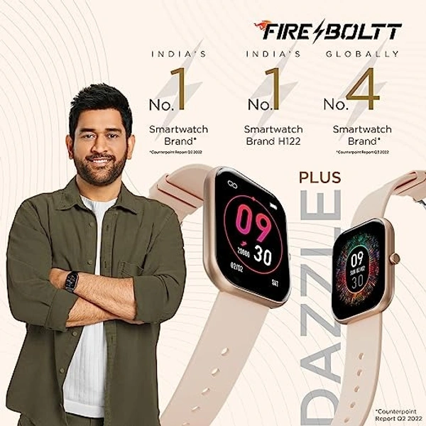 Fire-Boltt Dazzle 1.83" Smartwatch Full Touch Largest Borderless Display & 60 Sports Mode - BEIGE, 1.83
