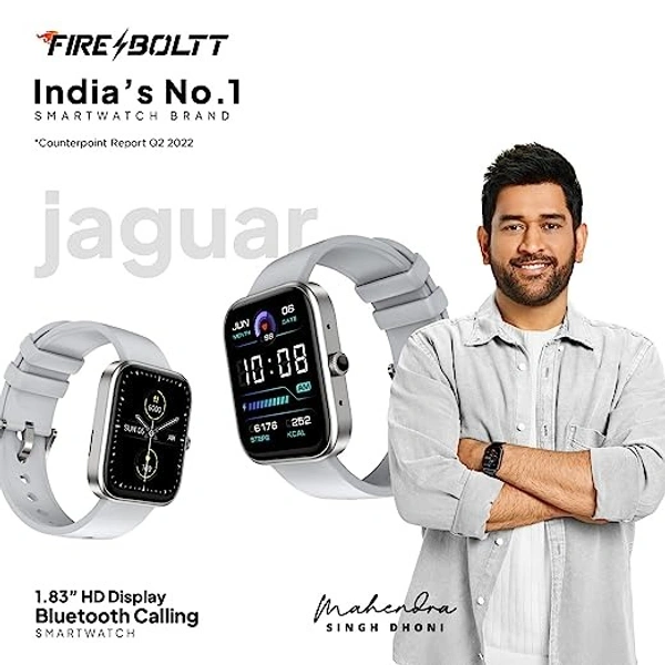 Fire-Boltt Jaguar 1.83 inch HD Display Smartwatch with Advanced Bluetooth Calling, 27 Sports Modes, 360 Health Suite, Built in Games and Multiple Watch Faces - WHITE, 1.83