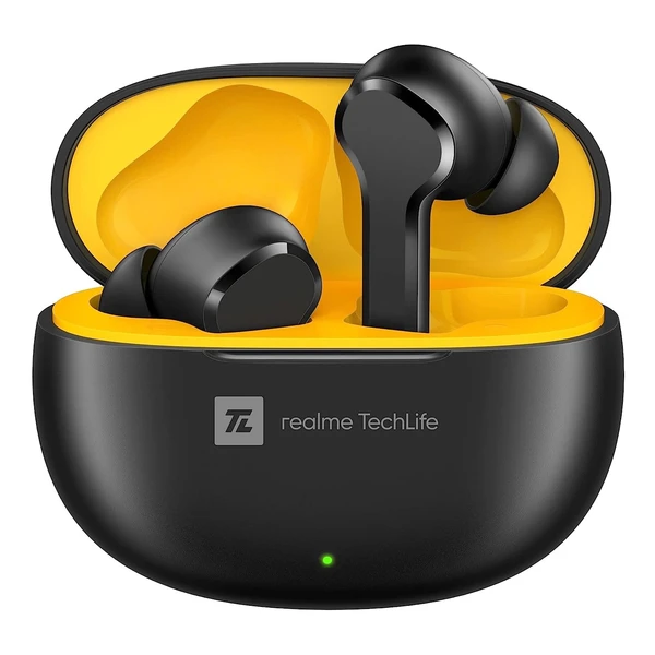 realme Techlife Buds T100 with up to 28 Hours Playback & AI ENC for Calls Bluetooth Headset  - Black