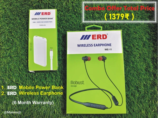 ERD Mobile Power Bank And Wireless Bluetooth Earphone Combo 