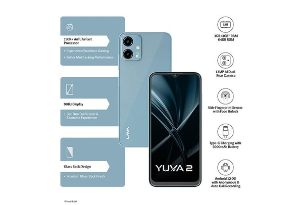 LAVA Yuva 2 (Green, 64 GB)  (3 GB RAM) - Blue, 3GB-64GB