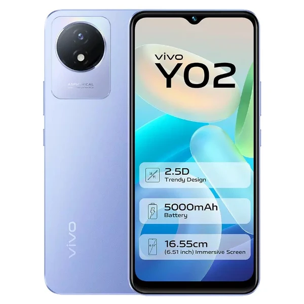 vivo Y02 (orchid blue, 32 GB)  (3 GB RAM) - Blue, 3GB-32GB