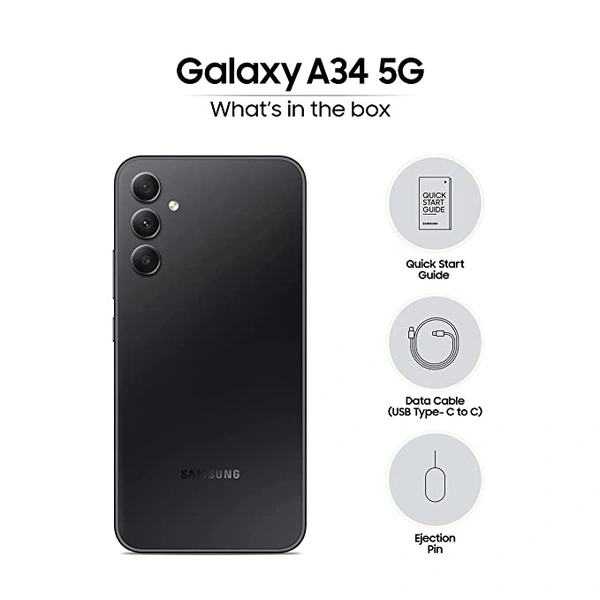 SAMSUNG Galaxy A34 5G (Awesome Graphite, 128 GB)  (8 GB RAM) - BLACK, 8+128