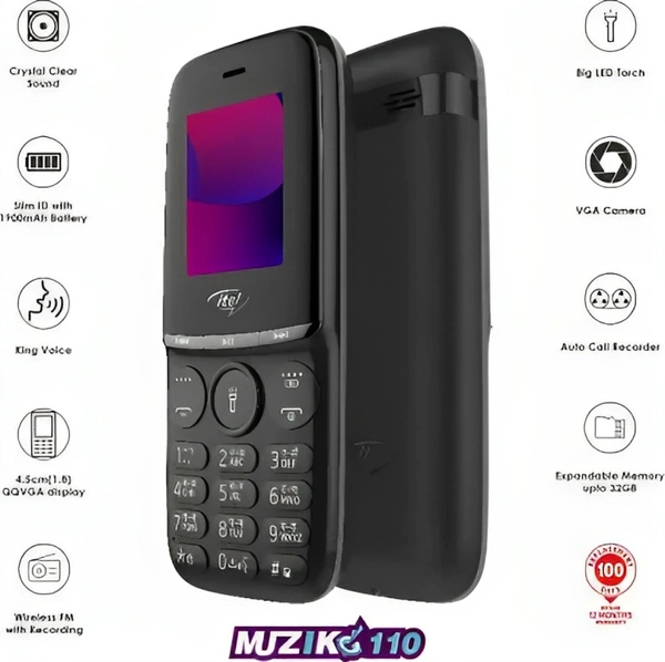 itel Muzik 110  (Black) - Black