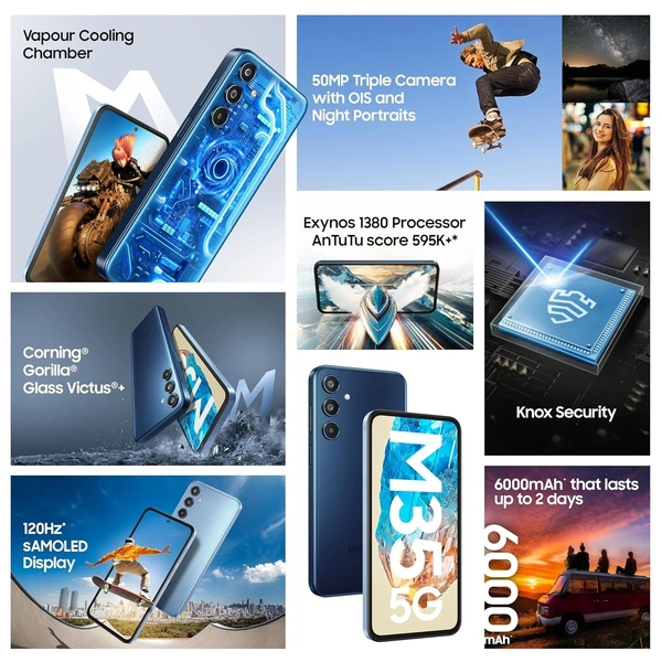 Samsung Galaxy M35 5G (DayBreak Blue,8GB RAM,128GB Storage) - DayBreak Blue, 8GB-128GB