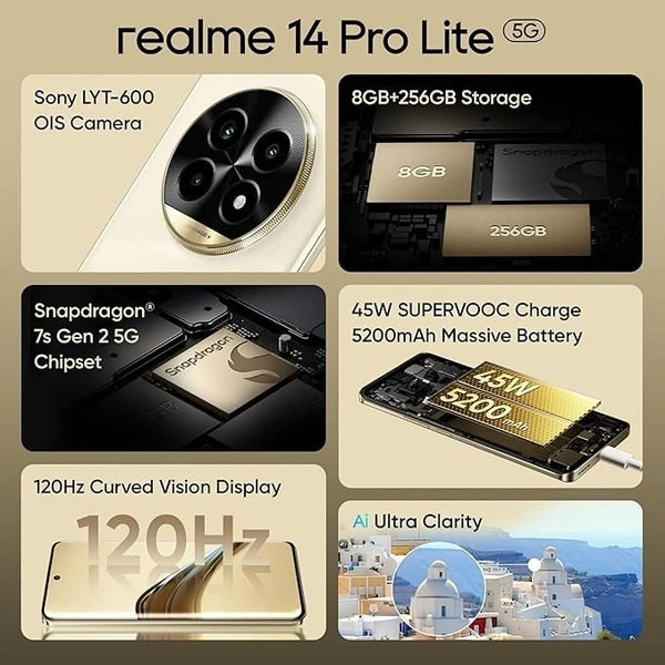 realme 14 Pro Lite 5G 8GB 256GB Glass Gold - Glass Gold, 8GB-256GB