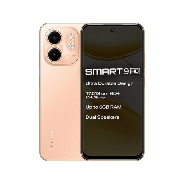 Infinix Smart 9 HD (Coral Gold, 3GB RAM, 64GB Storage) | 250K+ Drop Tetss | 90Hz Punch Hole Display | 5000mAh Battery - Coral Gold, 3GB-64GB